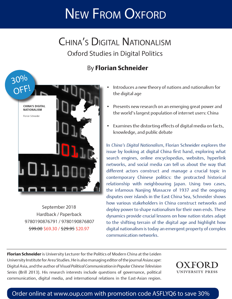 schneiderfa77's tweet photo. Now that we've concluded #CIRC16 @AsiaLeiden & @LeidenHum, I've one more goody to share (entirely self-servingly): the flyer to my new book, coming out with @OxUniPress in September. If you're into #China, #digitalmedia, & #nationalism, check it out. There's a discount... https://t.co/SQBwbaKLrf