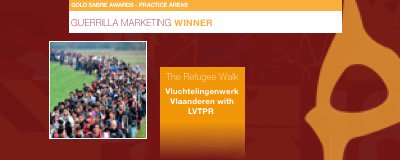 Gold #SABREAwardsEMEA Guerrilla Marketing Winner: The Refugee Walk —  <a href="/VluchtwerkVl/">Vluchtelingenwerk Vlaanderen</a> with <a href="/LVTPR/">LVTPR</a>
