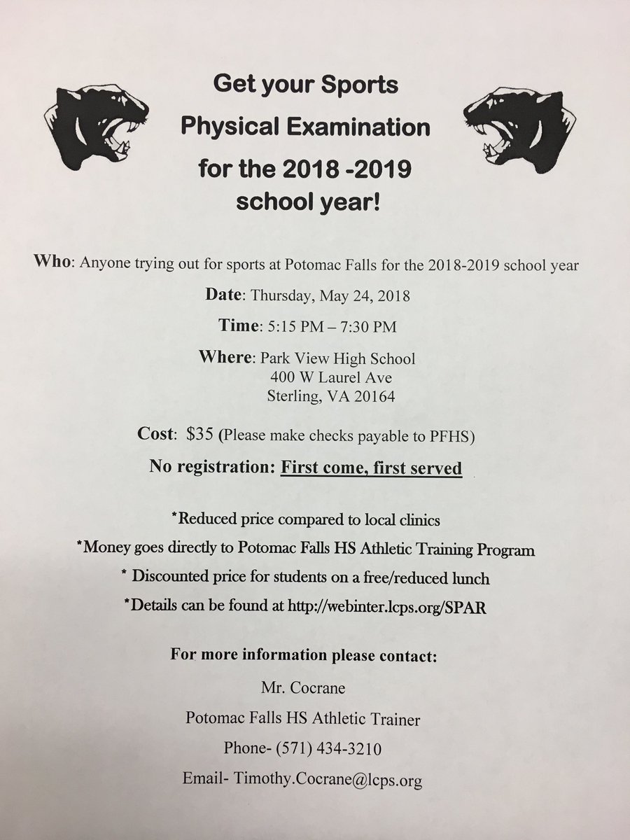 Final reminder that we’re hosting physicals at Park View TOMORROW!!!! Please come out to support our program and get a quick/cheap physical!!! See you there!