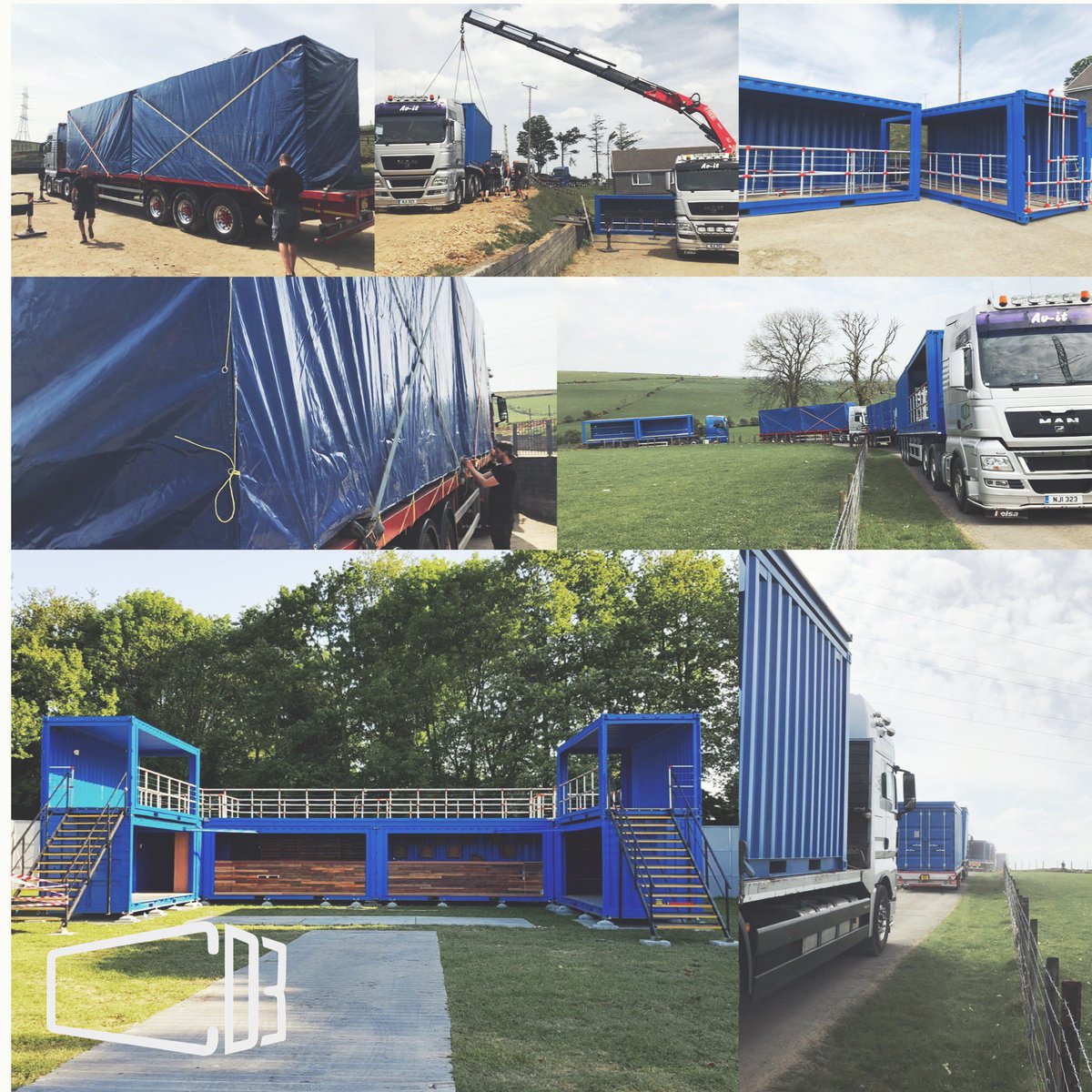 ContainerCDB's tweet photo. Festival season, summer time, container conversion with a view #CDB #containerconversion #convertedshippingcontainers https://t.co/GnOL5jQQjl