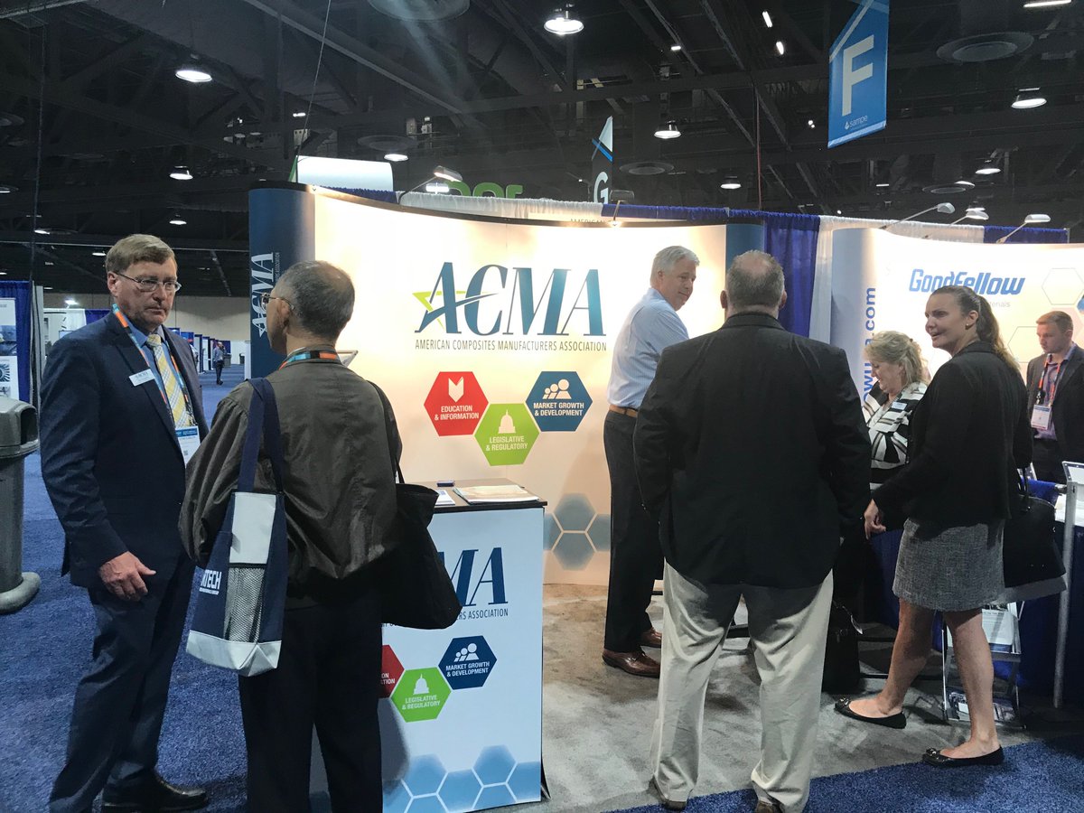 ACMAcomposites's tweet photo. Day 2 at #SAMPE2018. Thank you to everyone who has stopped by booth E37 to learn about the value of ACMA membership. #composites https://t.co/JuPx6Wneyg