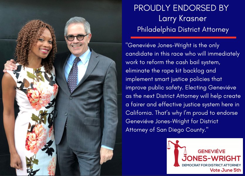 GJonesWright's tweet photo. Honored to be endorsed by my good friend @Krasner4DA! His work proves that prosecutors can be a force for good in the communities they serve, and will pave the way for years to come in the pursuit of justice, fairness, equity, and dignity for ALL under the eyes of the law. https://t.co/KUgqzVVwbb