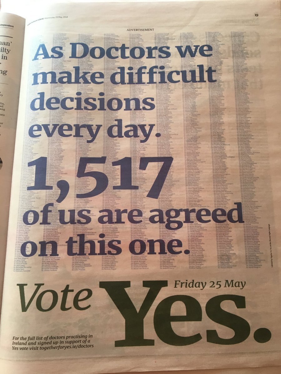 oonaghhickey's tweet photo. Proud to be on the list.
#Repealthe8 #DoctorsForChoice https://t.co/Zrs9oSiLIr