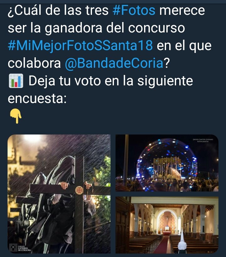 ManoloRL's tweet photo. Y aquí los resultados del concurso #MiMejorFotoSSanta18, cuyo jurado fue compuesto por:
@sultantrianero @__Fransilva__ y @TQuifes https://t.co/Py0MjUNxZ6