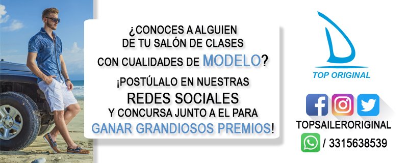 Sailer_Original's tweet photo. ¿Conoces a alguien de tu salón de clases con CUALIDADES DE MODELO?   ¡POSTÚLALO PARA #TopOriginal!   
Consulta las bases en @Sailer_Original:
https://t.co/QnAhfaXZt7
#BeOriginal #BeTop https://t.co/MniDuNmu7q