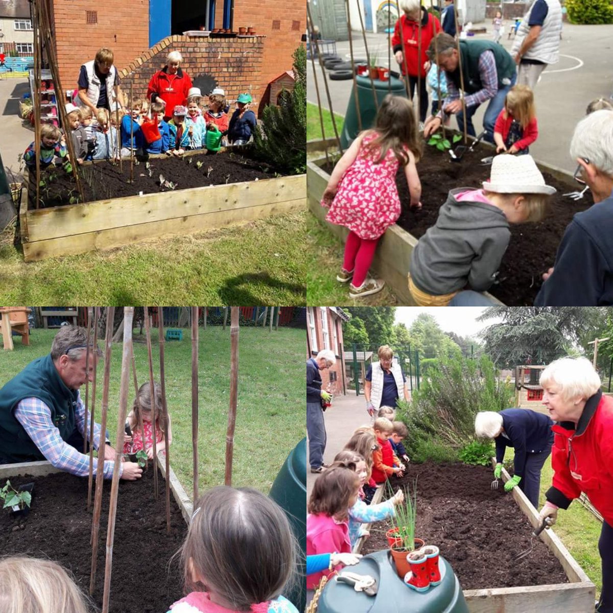 Great community work this morning . The children planting their garden with the help of <a href="/UskinBloom/">Usk in Bloom</a> @easfpteam #seizetheseason
