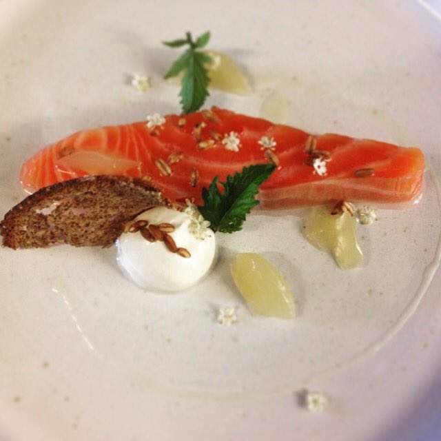 chefalexharper's tweet photo. Scottish salmon with apple, elderflower and lemon cream #foodart #london #deceptivelysimple #foodiegram #instafood #ingredients #seasonal #spring #foodstagram #foodie  #lessismore https://t.co/BuLfGoUNHN