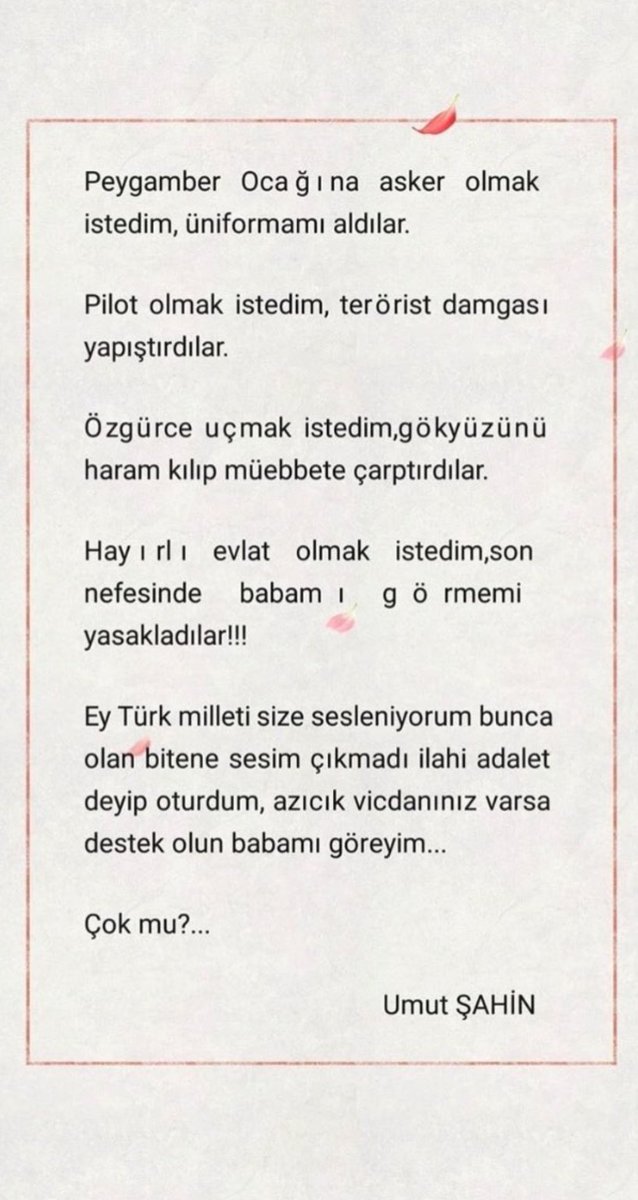 Bu kadarını bari çok görmeyin. Yazacak başka bir şey yok. #sonbirumut