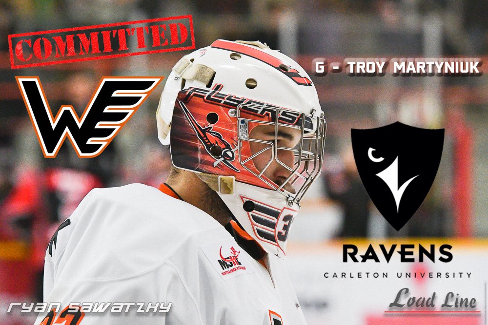 winklerflyers's tweet photo. COMMITTED: Flyers Goaltender Troy Martyniuk will play for the Carleton University Ravens of @USPORTSca next season. Full details here. https://t.co/vzXfZI8FL7 #greatguy #Congrats #goflyersgo @mjhlhockey https://t.co/cXQSTryeLf