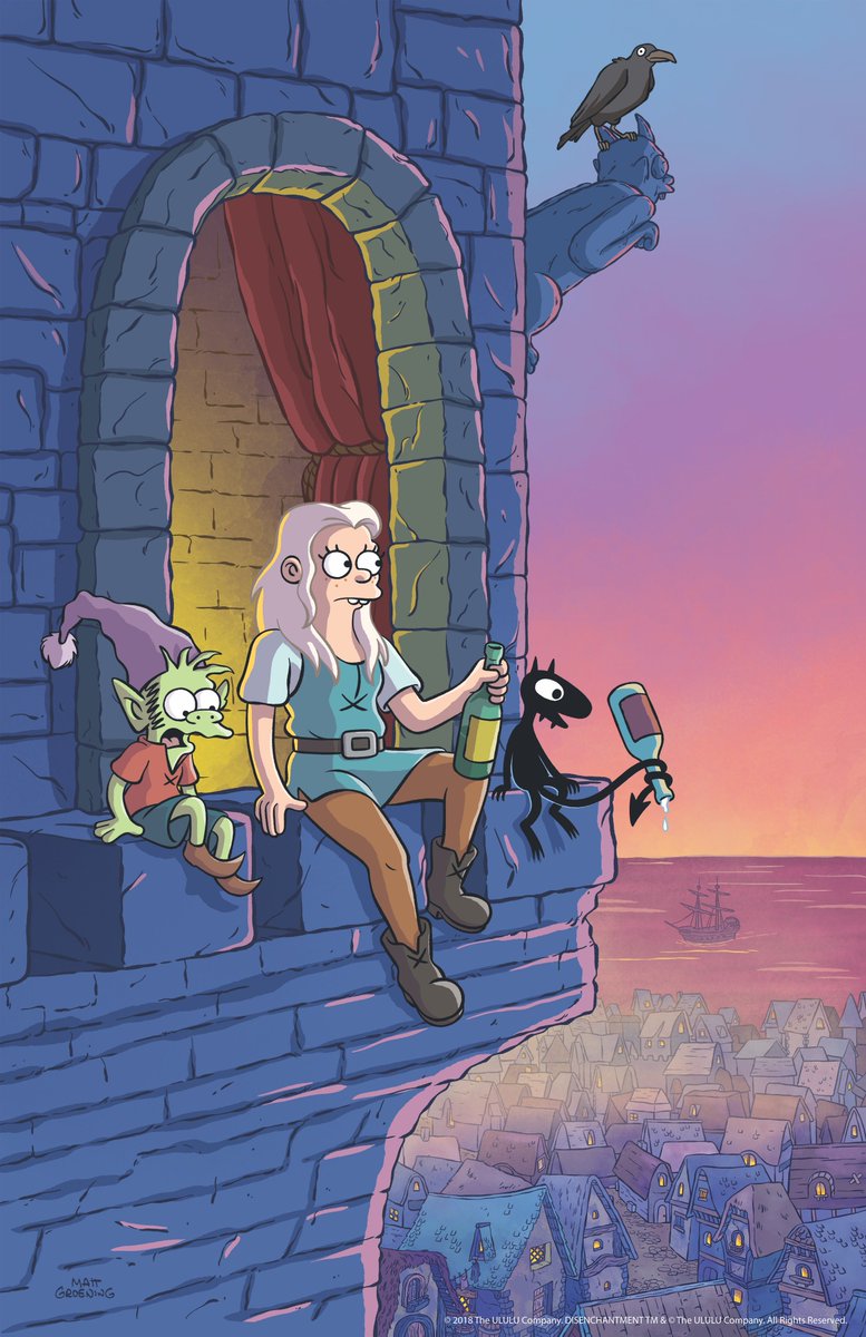 NetflixFR's tweet photo. Damoiselles, damoiseaux, estes-vous prêts ? Disenchantment, la nouvelle série de Matt Groening, le 17 août. https://t.co/2uXrY1As84