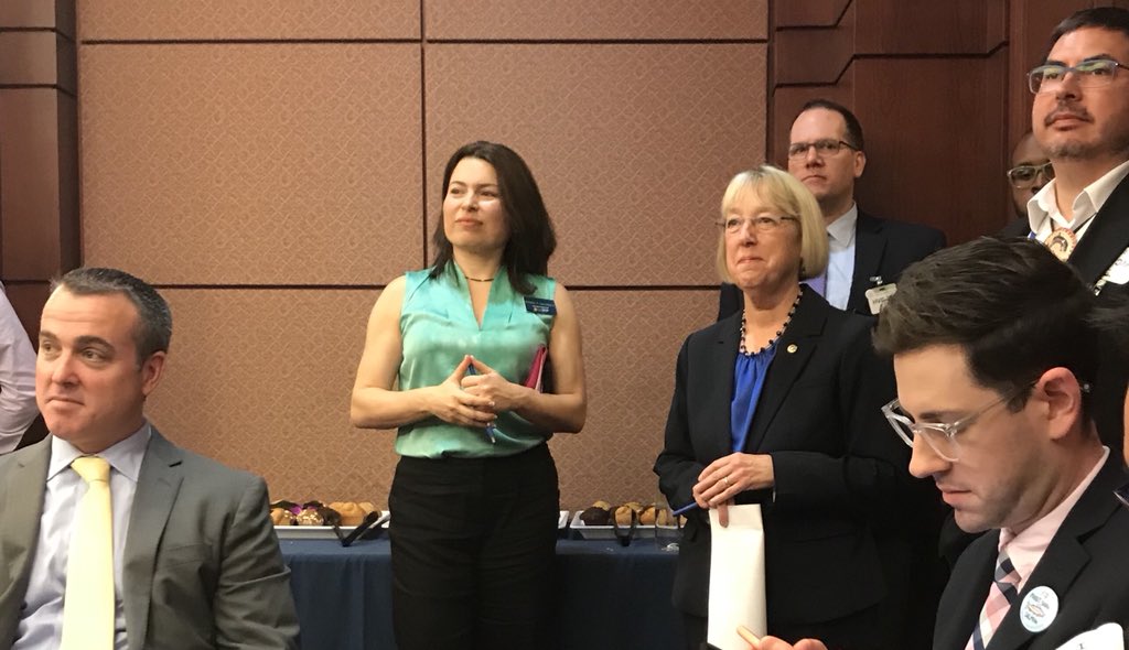 pugetpeople's tweet photo. Welcoming our fearless Sen. @PattyMurray who has defended Puget Sound recovery efforts against funding cuts over and over again. #saveoursalmon #saveourorca #saveoursound https://t.co/0AH6isnKsg