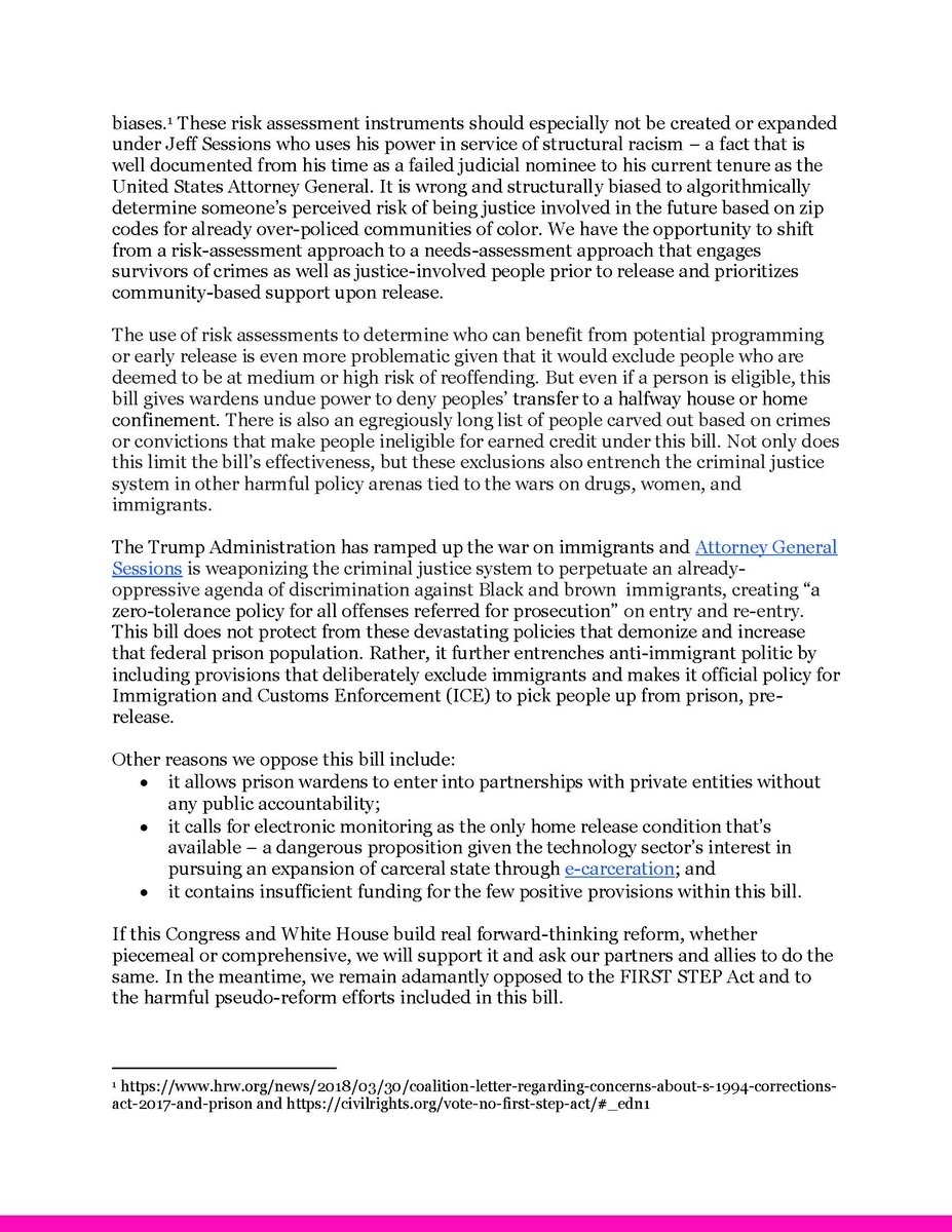 JustLeadersUSA's tweet photo. JLUSA opposes the #FirstStepAct. Harmful racially biased risk assessment provisions &amp; earned credit exclusions can't be handed to NIJ Dir. Muhlhausen, AG Sessions &amp; Pres. Trump to further dehumanize &amp; criminalize. The bad outweighs the good: https://t.co/Kxr5iC0Oue #halfby2030 https://t.co/xpsRIyMvLk