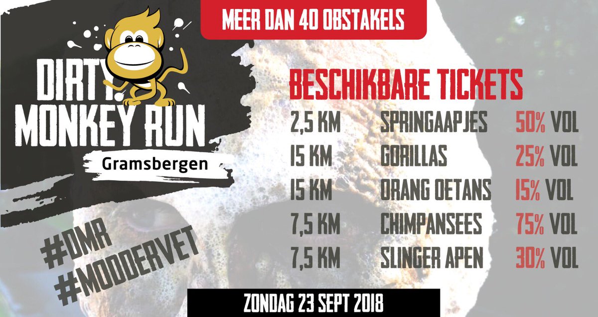 Wow! De ticketverkoop loopt mooi door, wees d’r snel bij want voor je het weet zijn de startvakken uitverkocht! 
Ook dit jaar weer volop activiteiten en gezelligheid voor de bezoekers. De toegang is wederom gratis en ook veel kinder speelplezier!
#DMR #23September2018 #Moddervet