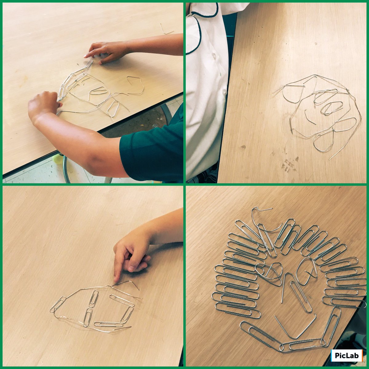 seeingnewshapes's tweet photo. Last day of art class creativity challenge - make a portrait using paper clips #firstgrade #casadyschool #casadyLearns #designchallenge https://t.co/T9BtUlCpQ4