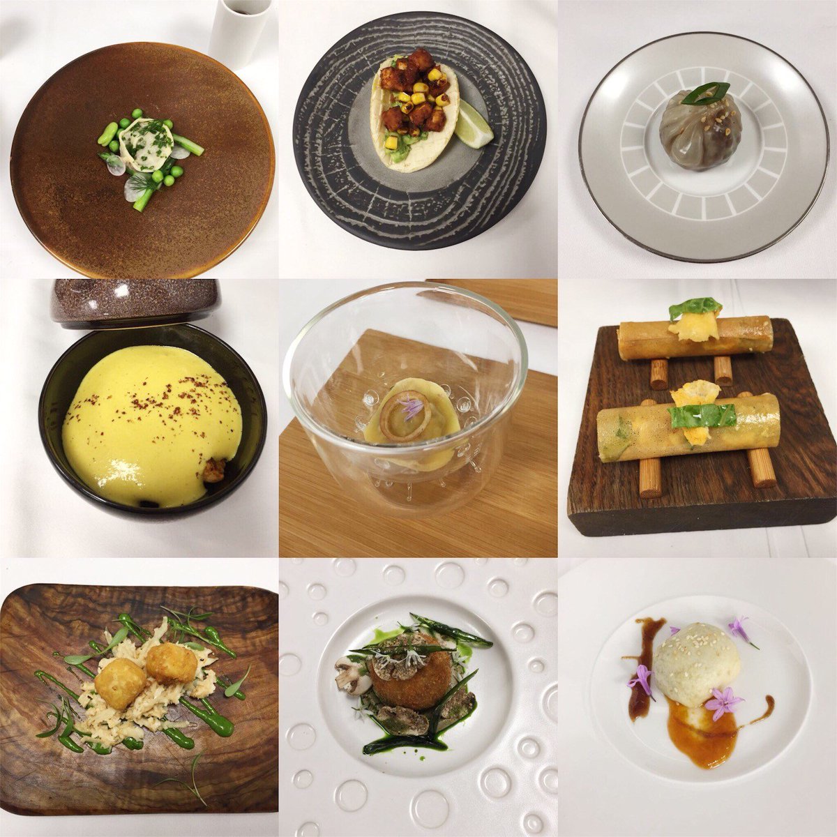 QuornFoods's tweet photo. We were at @westking today for the #CGCGradAwards exams. Here's an incredible selection of dishes from the Quorn amuse bouche challenge - best of luck to all the young chefs who took part @craft_guild #ProteinDiversity #ChefInnovation https://t.co/A6htStcvJb