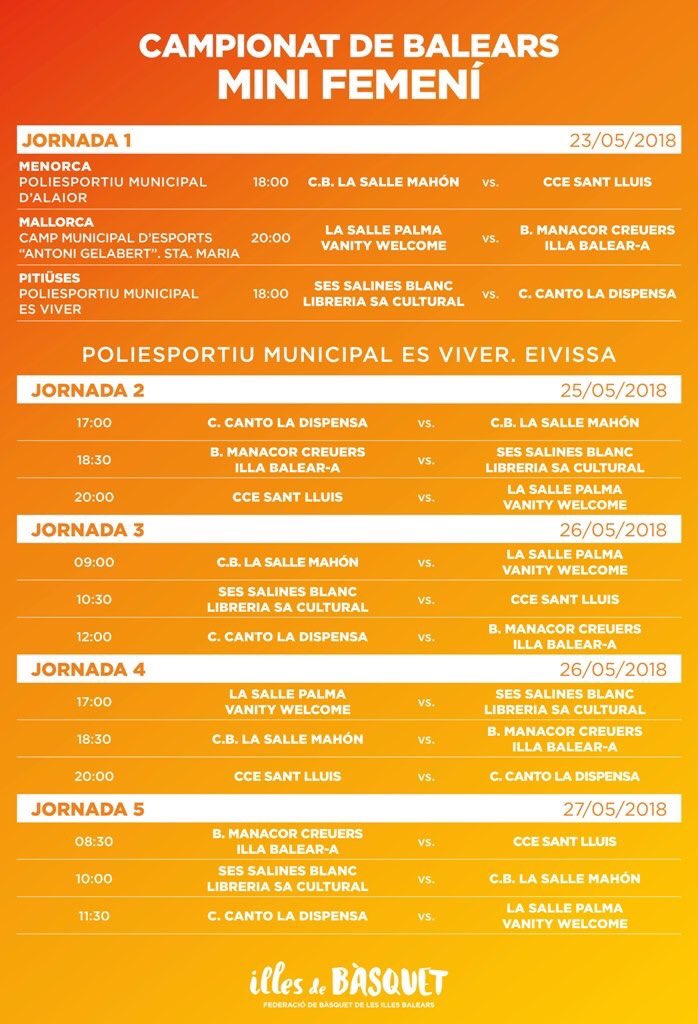 Hoy arranca el Campeonato de Baleares mini de baloncesto, el <a href="/cblasalle/">CB La Salle Palma</a> Vanity Welcome luchará por el título ante otros cinco potentes equipos. Mucha suerte chicas 🏀🏀🏀