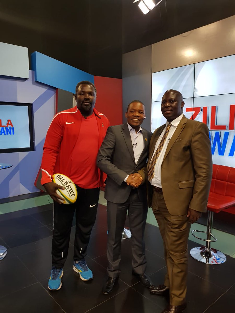 GovernorKitui's tweet photo. CECM for Tourism and sports Kitui County Patrick Koki Musau (Kuvasila), with Benjamin Ayimba earlier today on KTN talking to Hassan Jumaa about the upcoming Kitui Sevens Rugby extravaganza during the Madaraka weekend, 1st June 2018. #TwendeKituiNovaa  #Kitui7s https://t.co/7eNMRRW2ZF