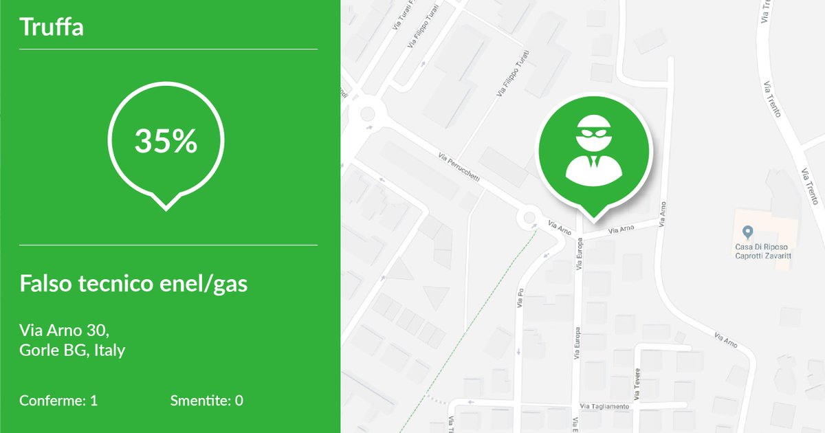 1safeapp's tweet photo. Un utente 1SAFE ha messo in guardia i cittadini sulla presenza di un truffatore in città! (Gorle - BG 10/05/2018)
Tu cosa aspetti?! Scarica l'App e resta sempre aggiornato su ciò che accade intorno a te https://t.co/4NBuGHLDhb
#1safe #1safeapp #sicurezzapartecipata #crowdalerting https://t.co/gLCK0gwpXF