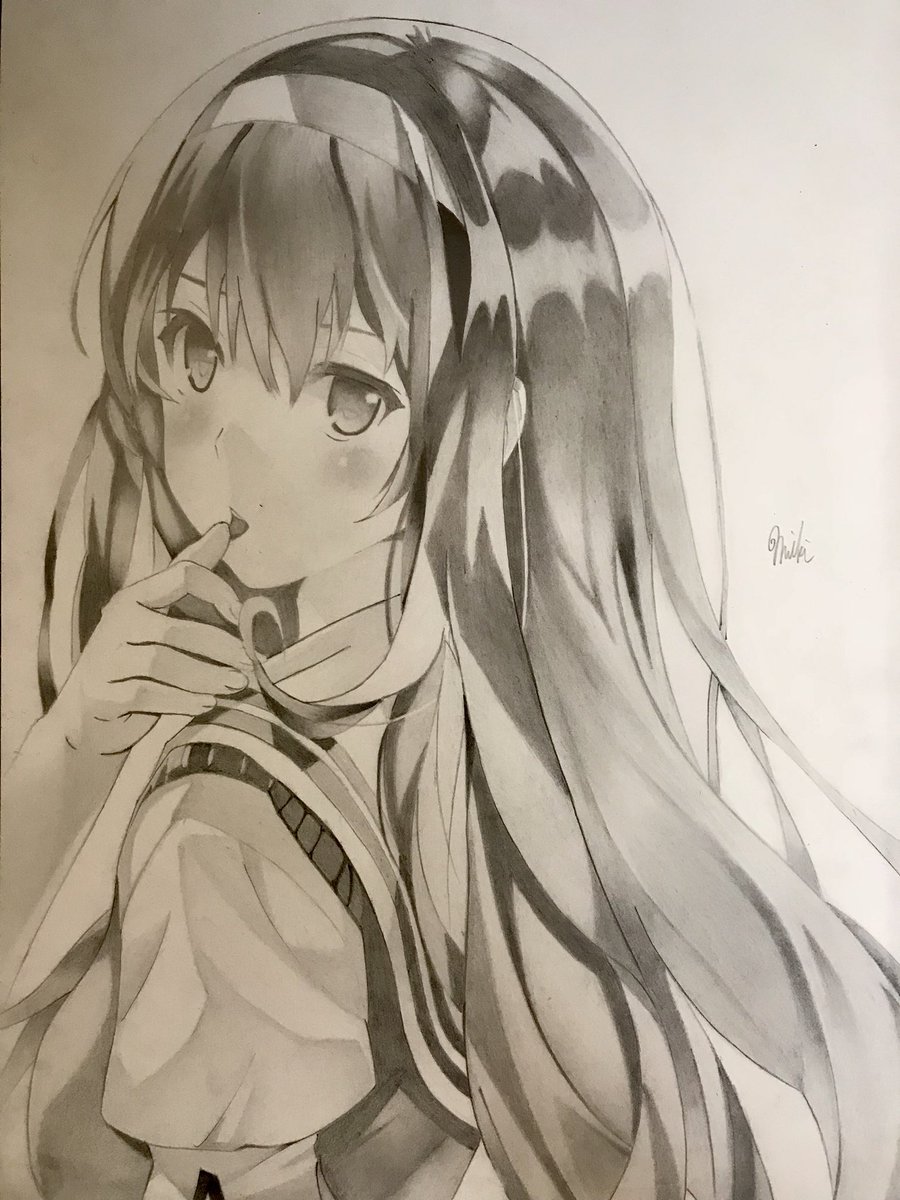 Miki 冴えカノの霞ヶ丘詩羽先輩を鉛筆で描いてみました 模写 鉛筆画 冴えない彼女の育てかた 霞ヶ丘詩羽