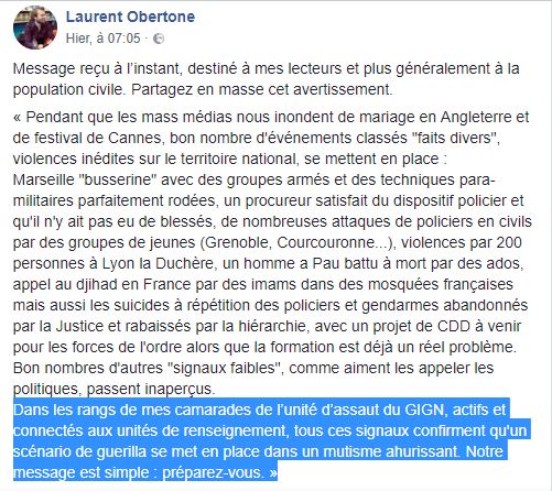 SJallamion's tweet photo. Risque de guerre civile en France : "'Un scénario de guerilla se met en place dans un mutisme ahurissant. Notre message est simple : préparez-vous."
Un membre actif du GIGN, relayé par Laurent Obertone.
https://t.co/8mc5NIyuMi https://t.co/MyJ07VfsLG