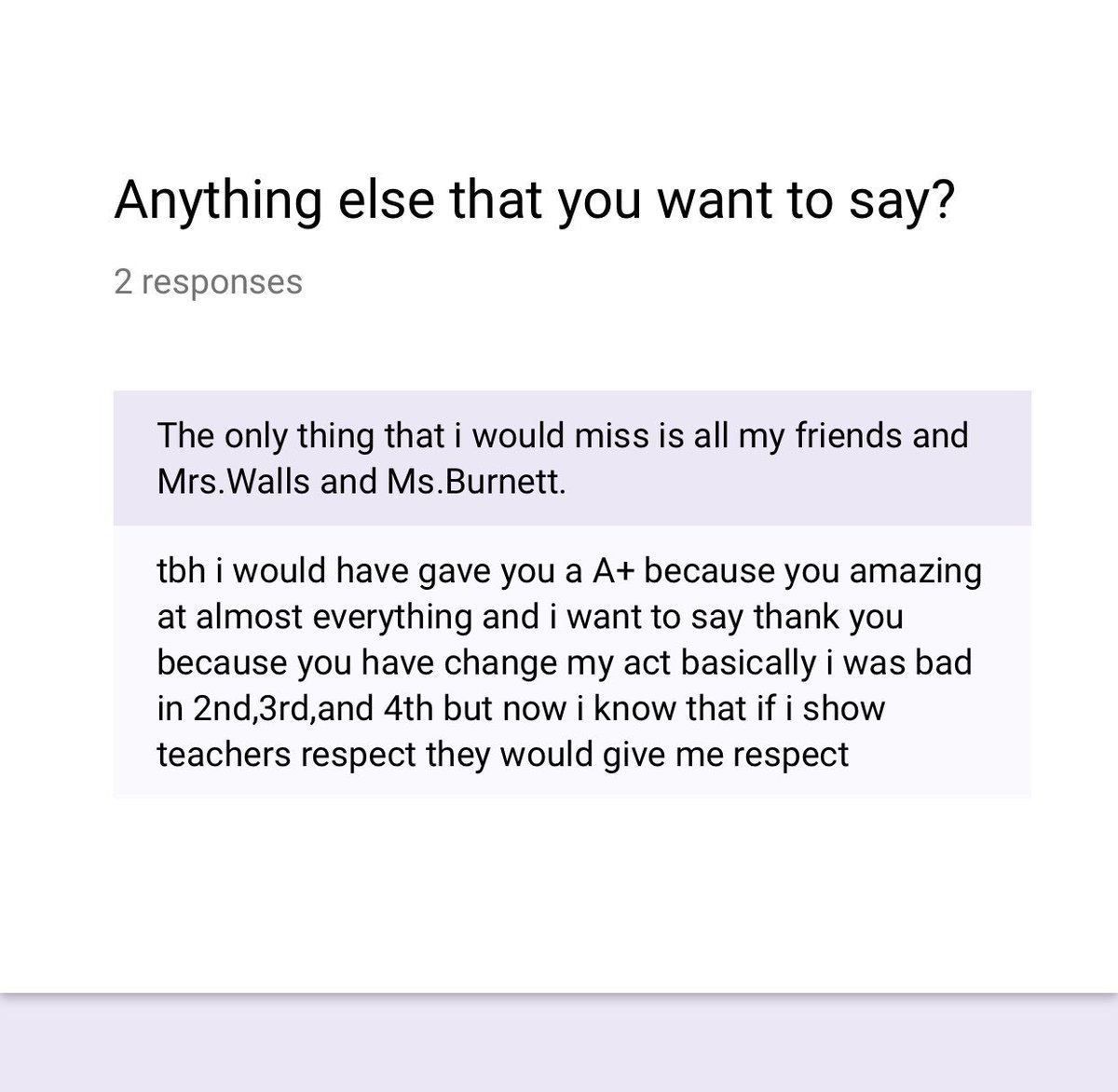 mwallsteaches's tweet image. Every year I ask my students to give me feedback to help me reflect and grow as an educator. I think I learn just as much from them as they do from me. Can’t wait to read the rest. #giverespect #getrespect #weareJCPS