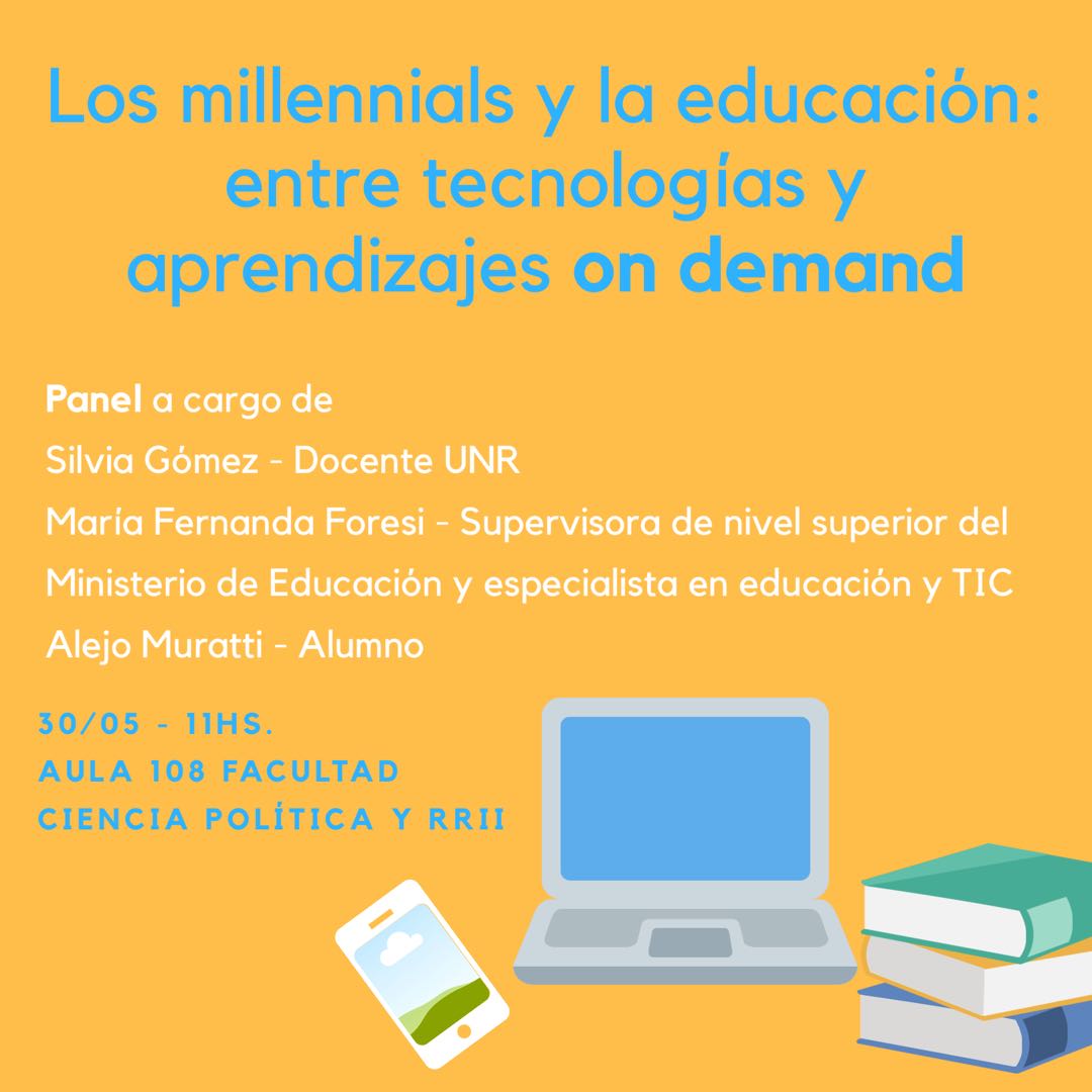 InstitucionOK's tweet photo. Los esperamos en el panel que se llevará a cabo por los alumnos de la cátedra y que tendrá como fin disertar acerca de los millennials, la educación y las tecnologías #EducaciónYTICS #InstituciónYSociedad https://t.co/TfMXRqXtdg