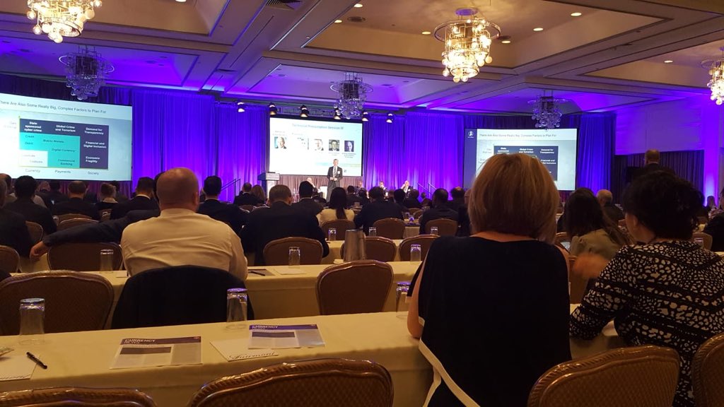 DeLaRuePlc's tweet image. Thomas Quirke, De La Rue, currently presenting on the ‘Top five changes in banknotes in the next five years’ #BanknoteConference2018