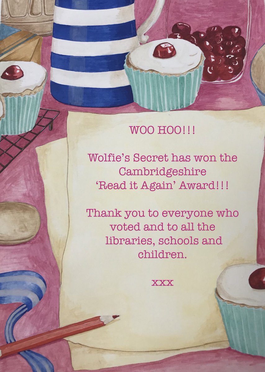 studiosenior's tweet photo. So happy to learn that Wolfie’s Secret won the Read it Again award!! A huge thank you @cambslib!! https://t.co/M1NZjnRoMz