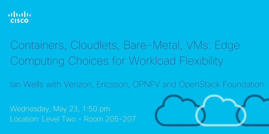 CiscoCloud's tweet photo. #Containers, Cloudlets, Bare-Metal, VMs: Edge Computing Choices for Workload Flexibility today May 23, 1:50PM!
Location: Vancouver Convention Centre West - Level Two - Room 205-207
https://t.co/kAJrXooqm9
#openstacksummit https://t.co/fftWeaUAGN