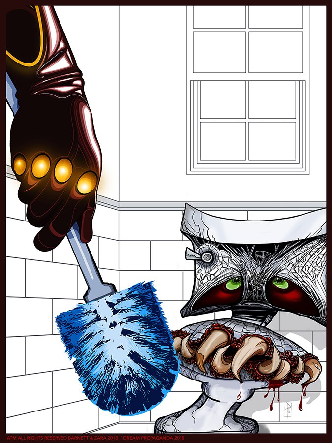 dreampropaganda's tweet photo. Can one be a fan of the title without ever reading the work itself?  Sure, why not? Here’s some fan art! 

#AlienToiletMonsters #comicbook #EricBarnett #comicbook #geek #scifi #toilets #aliens #cleaningproducts #indiecomics #CarolZara #graphicart #fanart https://t.co/UiERHFyIy5