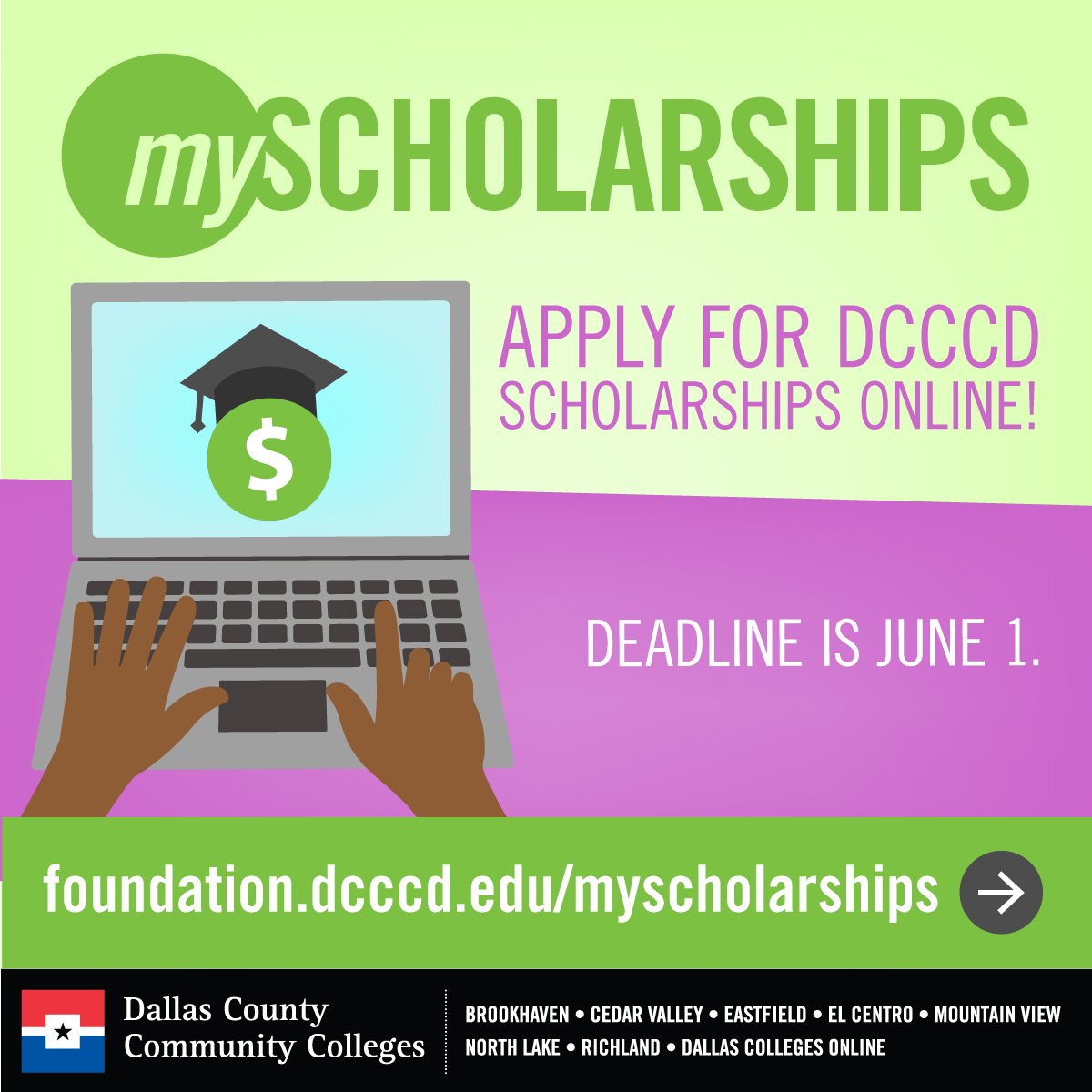 DallasCollegeFn's tweet photo. REMINDER - Scholarship deadline is June 1st. https://t.co/qHRyJlOfOi