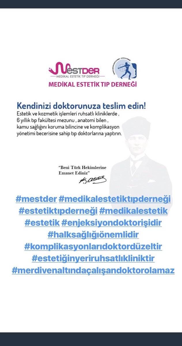 drbirgulerden's tweet photo. Kendinizi doktorunuza teslim edin! #mestder #medikalestetiktıpderneği #estetiktıpderneği #medikalestetik #estetik #enjeksiyondoktorişidir #halksağlığıönemlidir #komplikasyonlarıdoktordüzeltir #estetiğinyeriruhsatlıkliniktir #merdivenaltındaçalışandoktorolamaz https://t.co/TrxALOT6MO