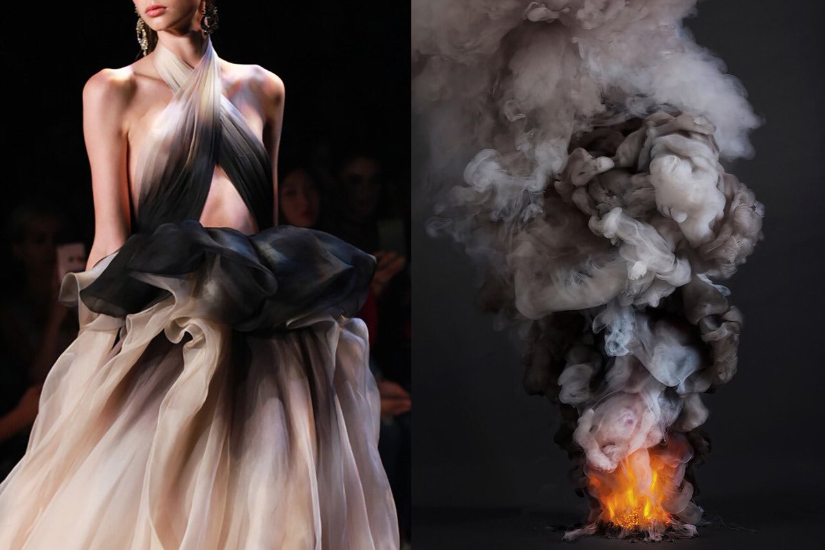 ShapeLondonLTD's tweet photo. Image 1: Yiqing Yin F/W 2012/13 - inspired by sea surface 

Image 2: Jean Louis Sabaji S/S 2013 - inspired by clouds 

Image 3: Marchesa Spring 2017 - controlled burn https://t.co/wpIc17MgUg