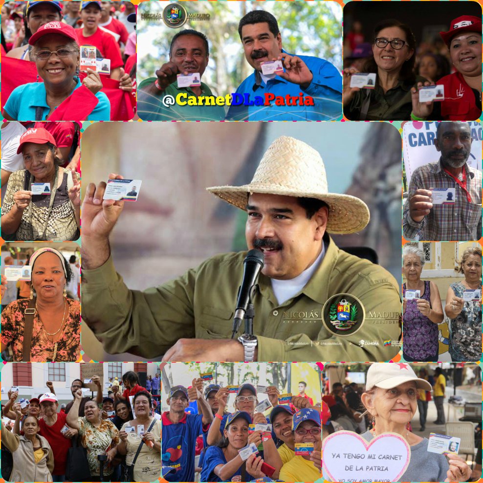 CarnetDLaPatria's tweet photo. Nuevas Sorpresas a través del #CarnetdelaPatria! 
Protección para el Pueblo! 
Seguimos Venciendo! 
#JuntosTodoEsPosible 
#PuebloUnidoConMaduro https://t.co/YsR2v7ZV1E