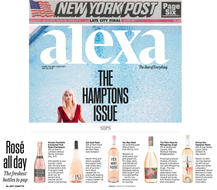 AnneWatkins's tweet photo. Look who I found in the @nypost today - OUT EAST ROSE!!! #OutEastLife #RoseAllDay #RoseWine #Yum #DrinkUp #Summer https://t.co/6NJFRRoFTL