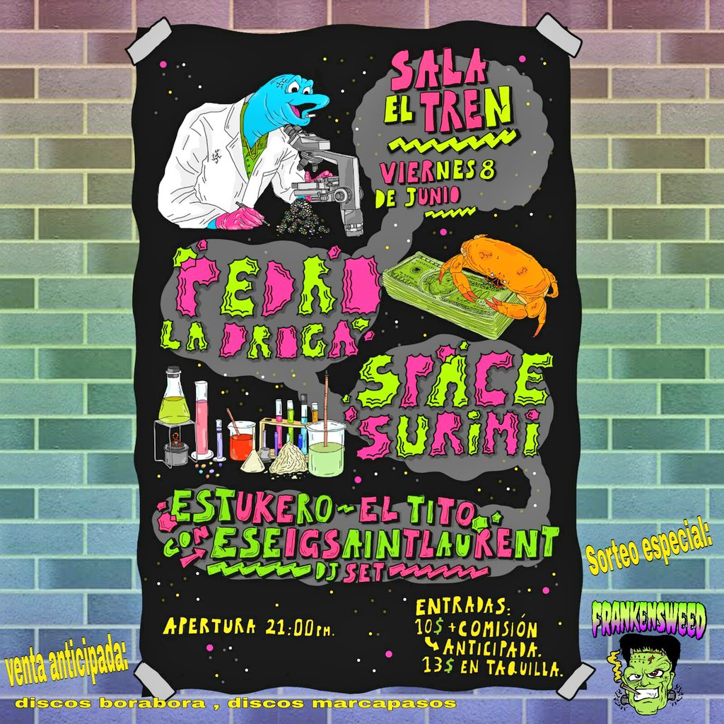 RONEORECORDS's tweet photo. Familia por primera vez en Granada el viernes 8 de junio 
» Pedro la droga 
» space surimi 
» estukero el tito y DJ eseigSaintLaurent 
»más artistas invitados 
»sorteo especial patrocinado por (frankensweed) venta de entradas anticipadas en 

discosBoraBora  discosmarcapasos https://t.co/P2QgzxniQn