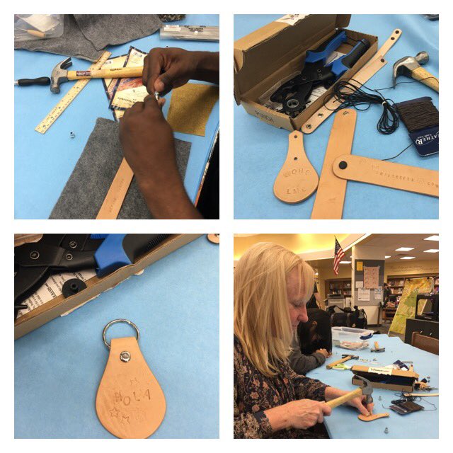 BevTindall's tweet photo. If I had a hammer🎶 I’d hammer @wohslmc We love #leatherworks and a noisy library! #librarylife https://t.co/83cQsnUHbR