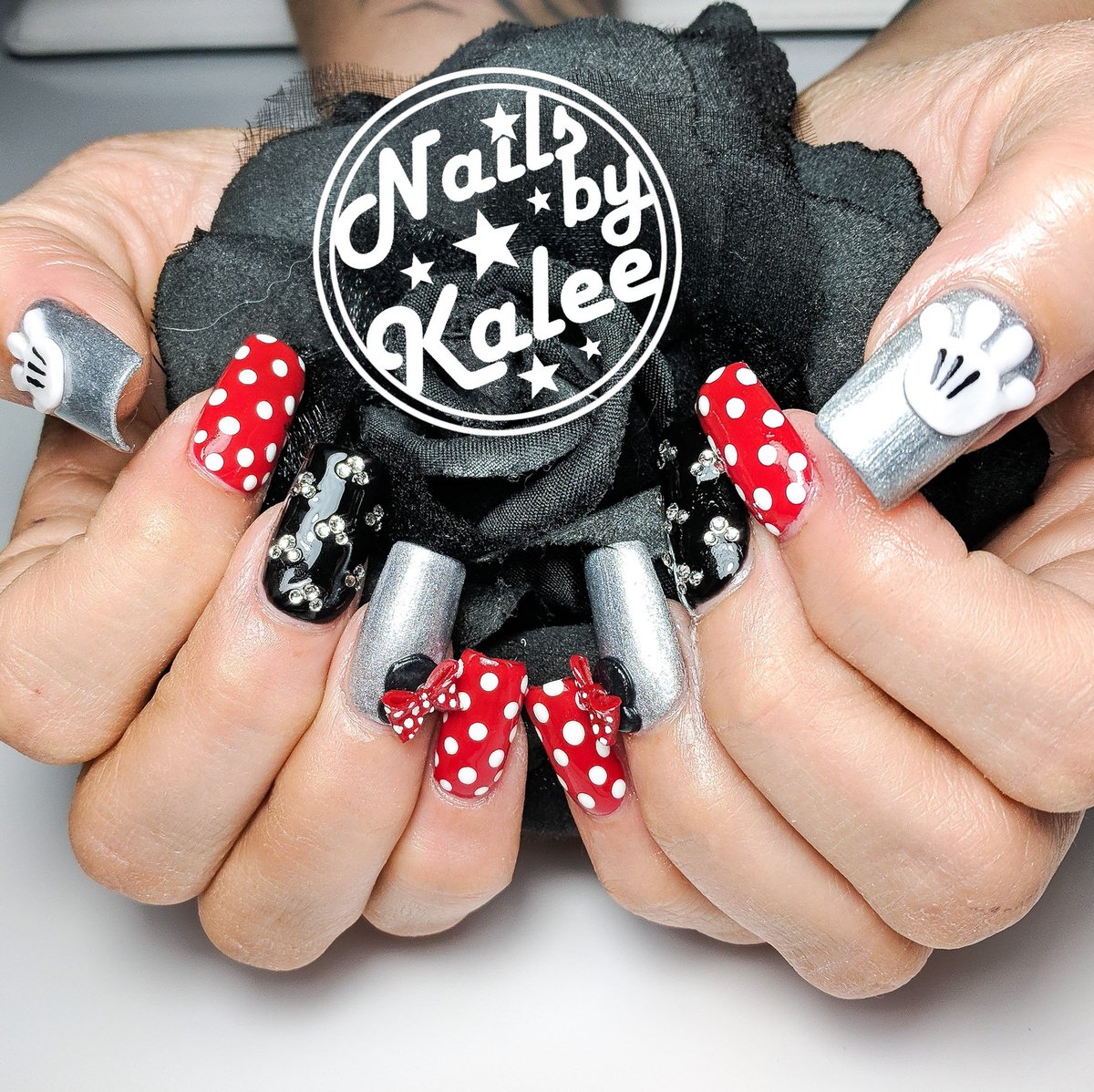 NailsByKalee's tweet photo. Thanks so much for coming and getting all MIckey moused out, Delaree! It was awesome getting to meet you! #disneynails #mickeynails #minniemousenails #minnienails #3dnailart #3dbow #3dminnie
#nailsbykalee #avnails #palmdalenails #661nails #nailart #nails #nailartist #notd https://t.co/Uy4rmq9adD