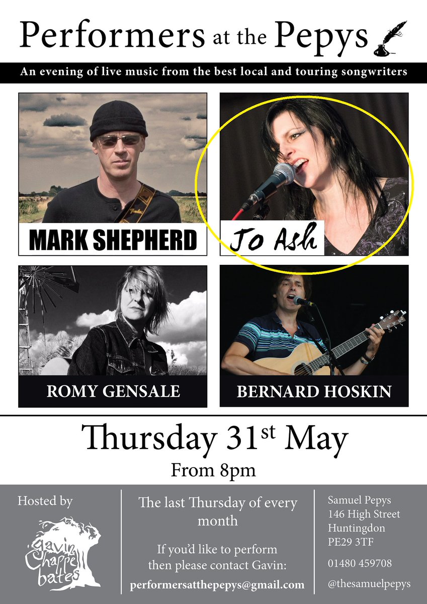SamuelPepys146's tweet photo. And the second act for this month's #performersatthepepys on Thursday 31st May is @jo_ash_music 😀
Described as captivating and sometimes likened to Kate Bush and Tori Amos, singer-songwriter Jo performs her music with ‘charm, passion and verve’. https://t.co/ds5x8tRvmW https://t.co/FqITfDTgQa