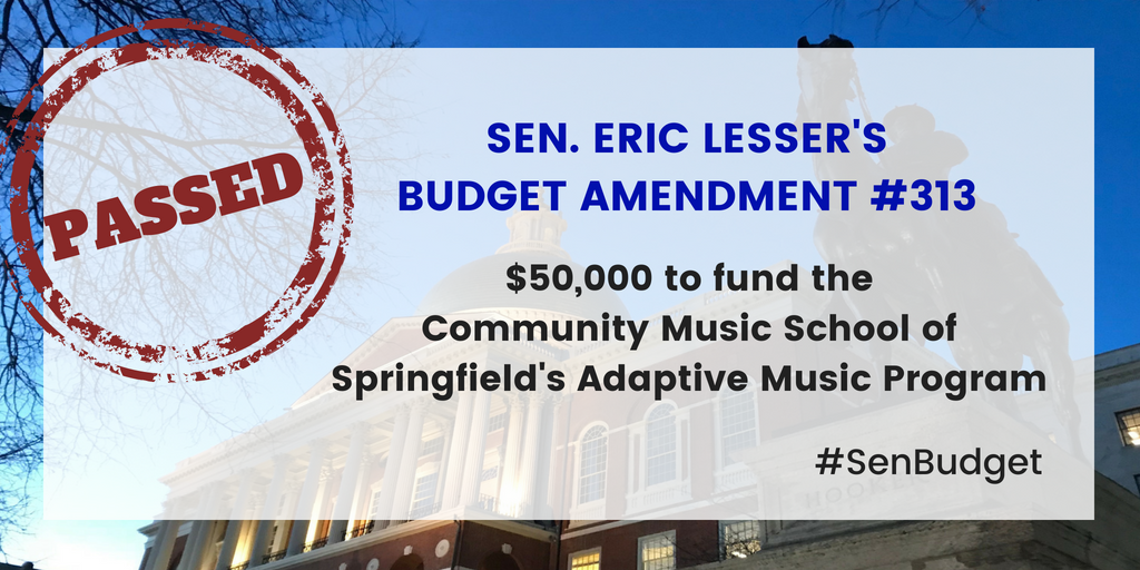 EricLesser's tweet photo. PASSED: Amendment #313 to help fund the Community Music School of Springfield's innovative program to include music in special education. #SenBudget https://t.co/izLFQvRTEa