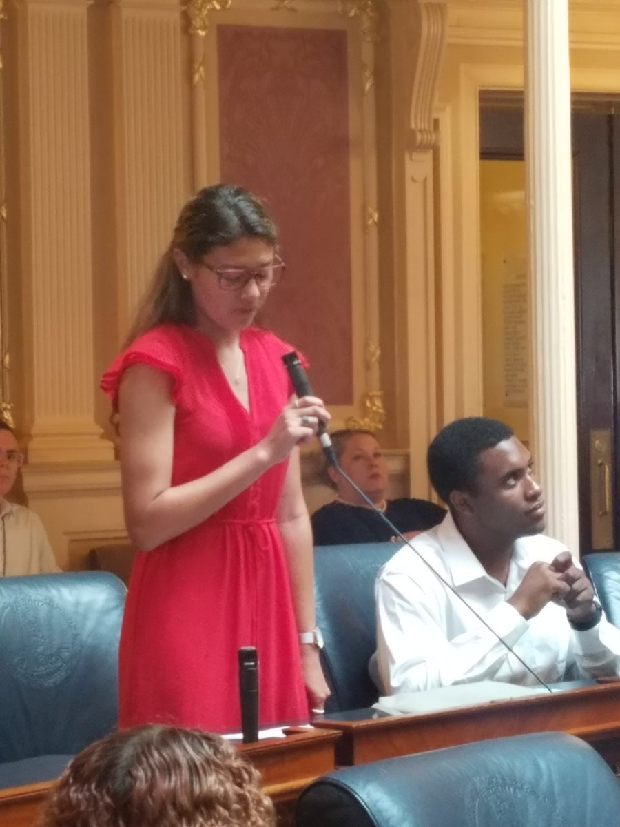 kshappell's tweet photo. Today, my AP Government students were able to do their PBL, the Mock General Assembly, in the Virginia House of Delegates Chamber!  #oneccps #mhslancers https://t.co/kq5gIGGHMh