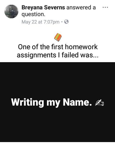 breyana_allyse's tweet image. This is more of a &apos;Literal&apos; Funny answer. 😅 For real though My Name was the hardest thing to learn how to write because I wrote my letters backwards added and missed letters I even added numbers for some reason. 😂 #Facebook #MiniInterview #SingerSongWriter #BreyanaAllyse #Humor