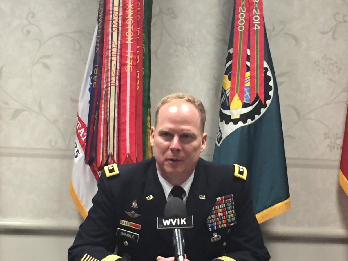 Major Gen. Duane Gamble paints a stable picture of RI Arsenal Wednesday at press conference. The Small Business Symposium for current  and future Arsenal contractors at The TaxSlayer Center was  happening a few yards away. It was attended by about 500  companies.