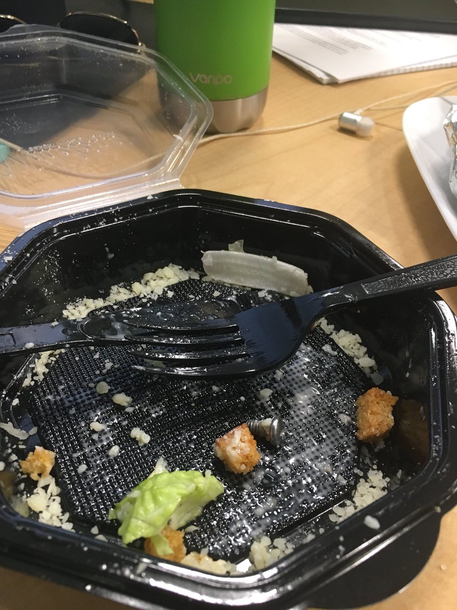 DubvLeo's tweet photo. Found a screw in my salad from @laMadeleine . This is the last time I eat there https://t.co/KgP5VINjfS