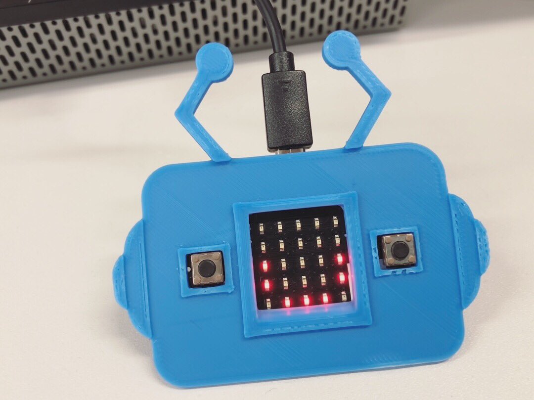 AlwaysComputing's tweet photo. Shared this at the #CASHub meeting in #Bradford tonight, really happy with how this has come out. Cant wait to try it with the kids! Super cute and a mega quick #3dprint. 

#microbit #caschat #primaryed https://t.co/0XOD3oOx6h