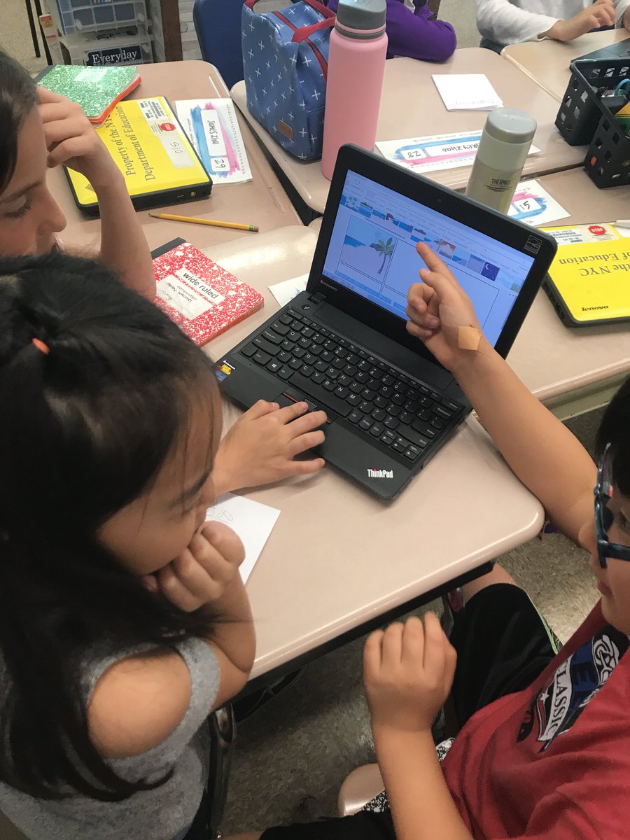 PS18_Winchester's tweet photo. First graders working alongside our fifth graders using technology to create independent writing storyboards! @PS18_Winchester  @D26Team #rigorousinstruction #studentachievement #collaborativeteachers https://t.co/WQSjFXuTkU