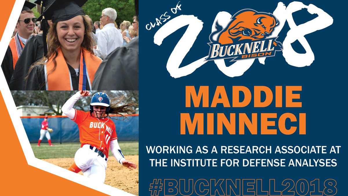 Bucknell_SB's tweet photo. Maddie Minneci will work as a research associate at the Institute for Defense Analyses. #OhThePlacesBisonGo #Bucknell2018 #rayBucknell https://t.co/Z6dSXcMeeB