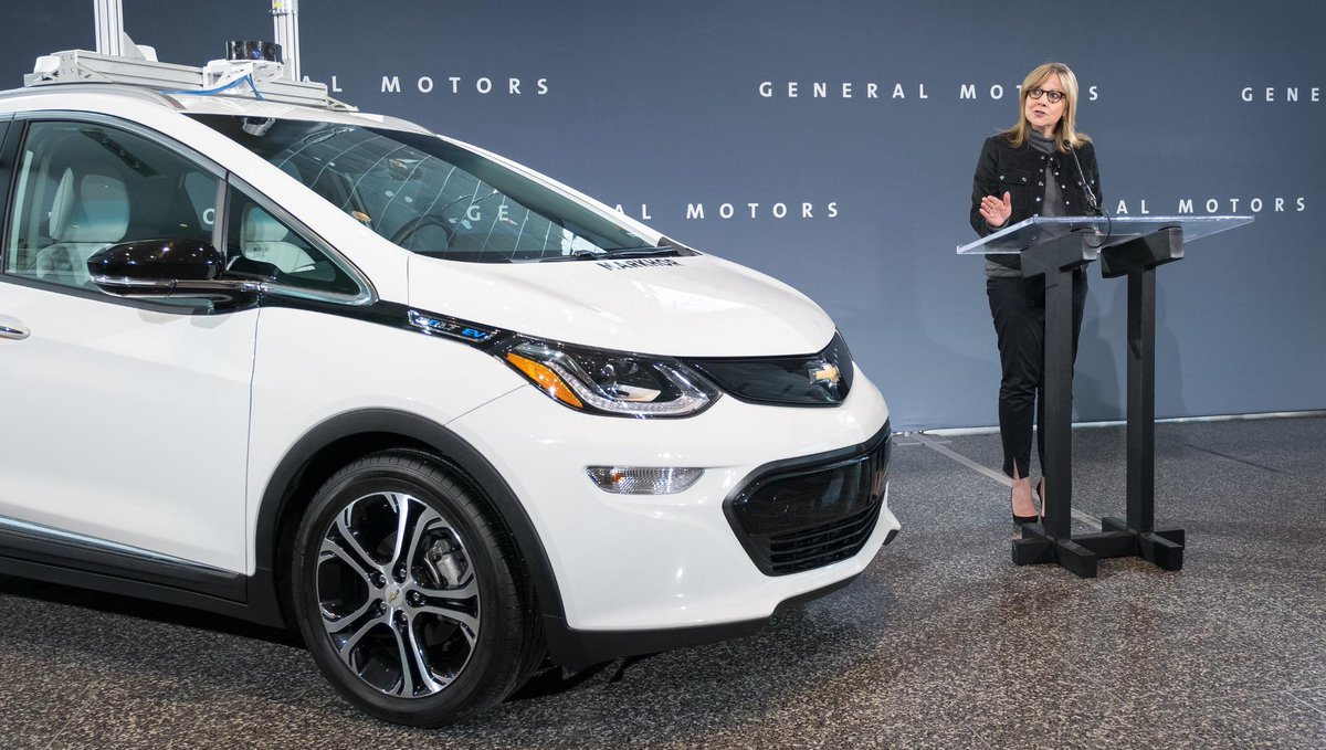 GM's tweet image. Chairman and CEO @mtbarra discussed the evolving industry and our journey to an all-electric future during a #TalksatGS with @GoldmanSachs CEO @lloydblankfein. Watch the entire convo on self-driving cars, connected driving and our sustainability journey: s.gm.com/dancl