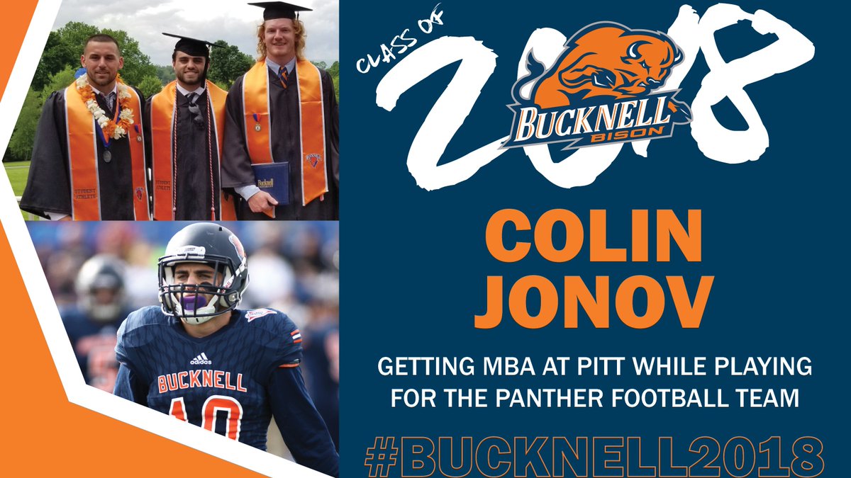 Bucknell_FB's tweet photo. Cornerback Colin Jonov will pursue his MBA at the University of Pittsburgh and play for @Pitt_FB. #OhThePlacesBisonGo #Bucknell2018 #StartTheStampede https://t.co/7vAxJJlzC9