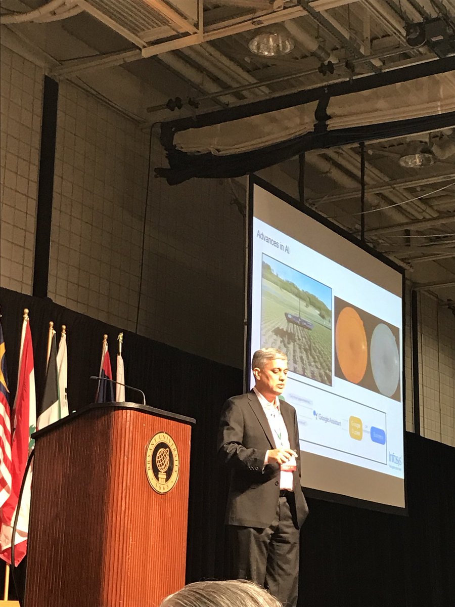 intbizprof's tweet photo. Sudhir Jha -Senior VP of Infosys delivering keynote address in Artificial Intelligence Imperative for Global Trade - at the World Trade Day hosted by Bryant University.#wtdri #bryantcob https://t.co/K9mhkyk55n